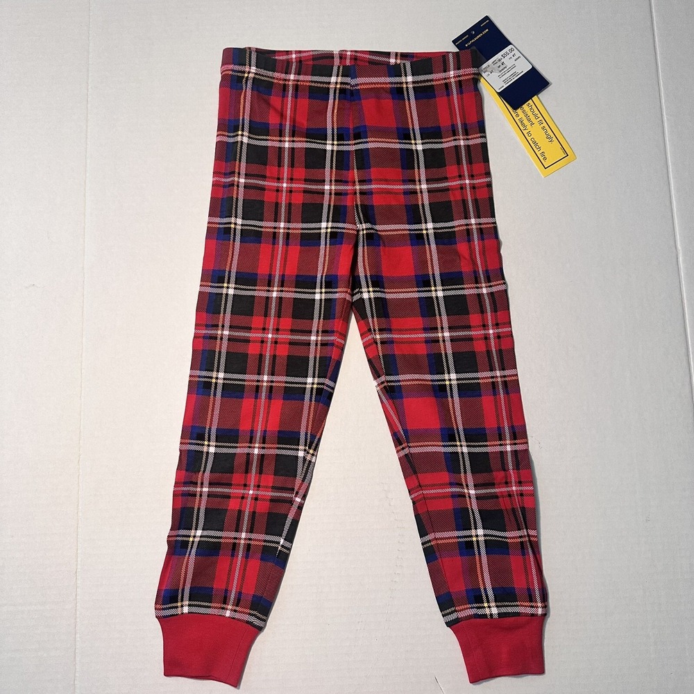 Polo Ralph Lauren NWT Kids 4T Red Plaid Jersey Pajama Sleep Bottoms New